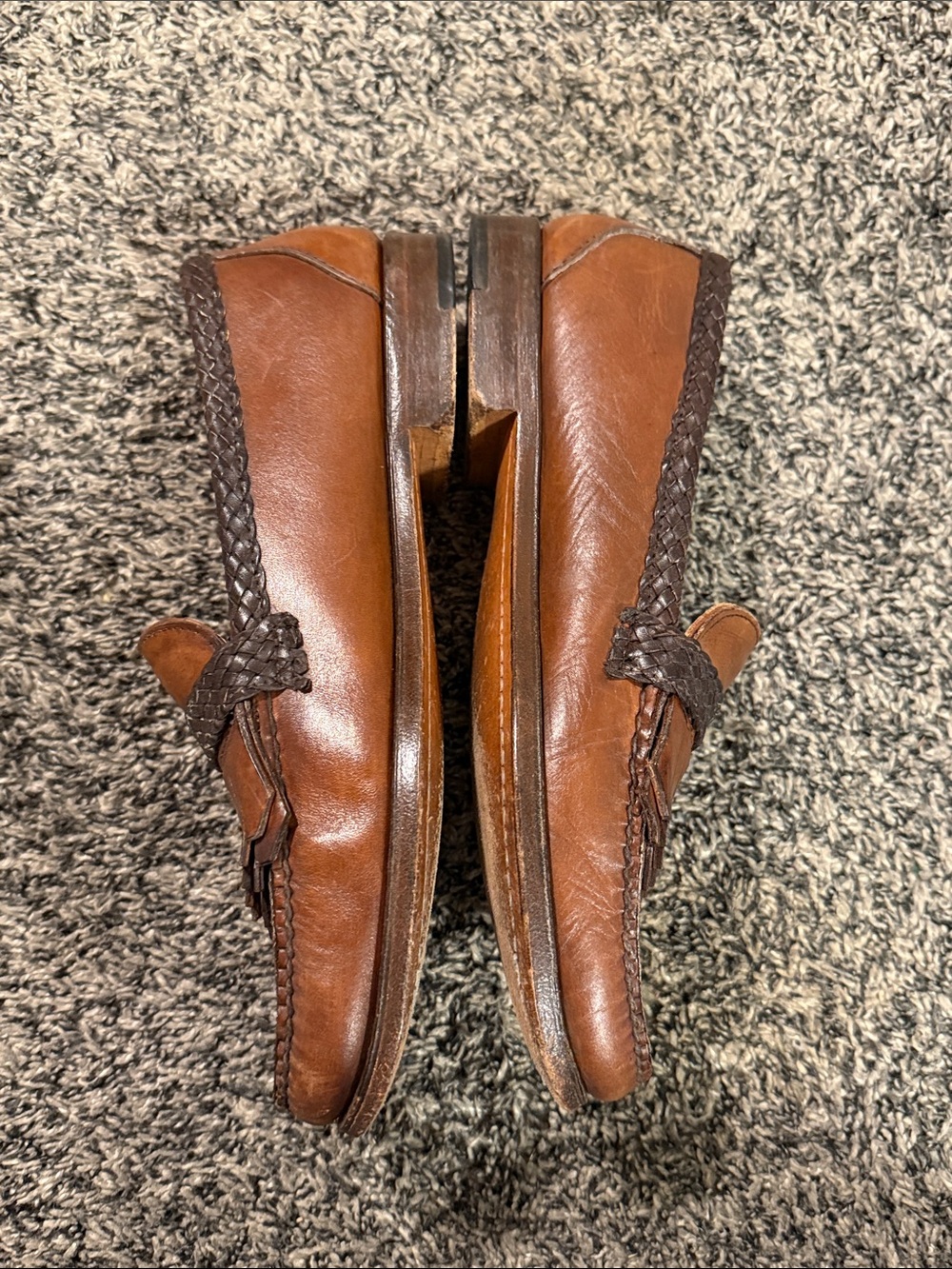 Maine Classics Men’s 10D Brown Leather Kiltie Loafers Braided Penny Moc Shoes - Picture 7 of 10